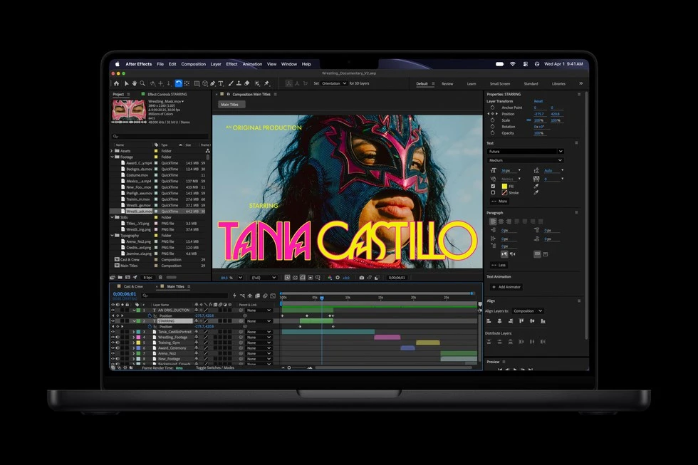 Adobe After Effects project on M6 MacBook Pro screen